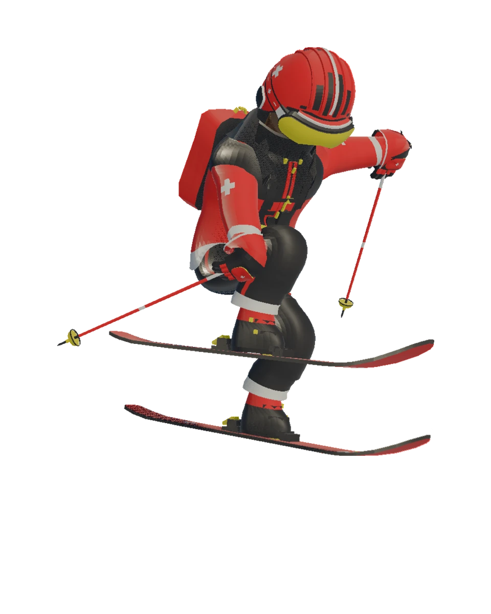A rider in the Ski Patrol kit